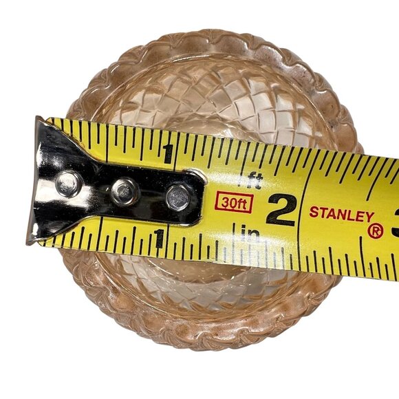 Vtg Diamond Cut Glass Candle Holders Tea Light Votive Peach Amber Patent HR - Picture 8 of 9